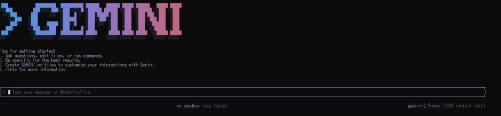 Gemini CLI install 認証完了