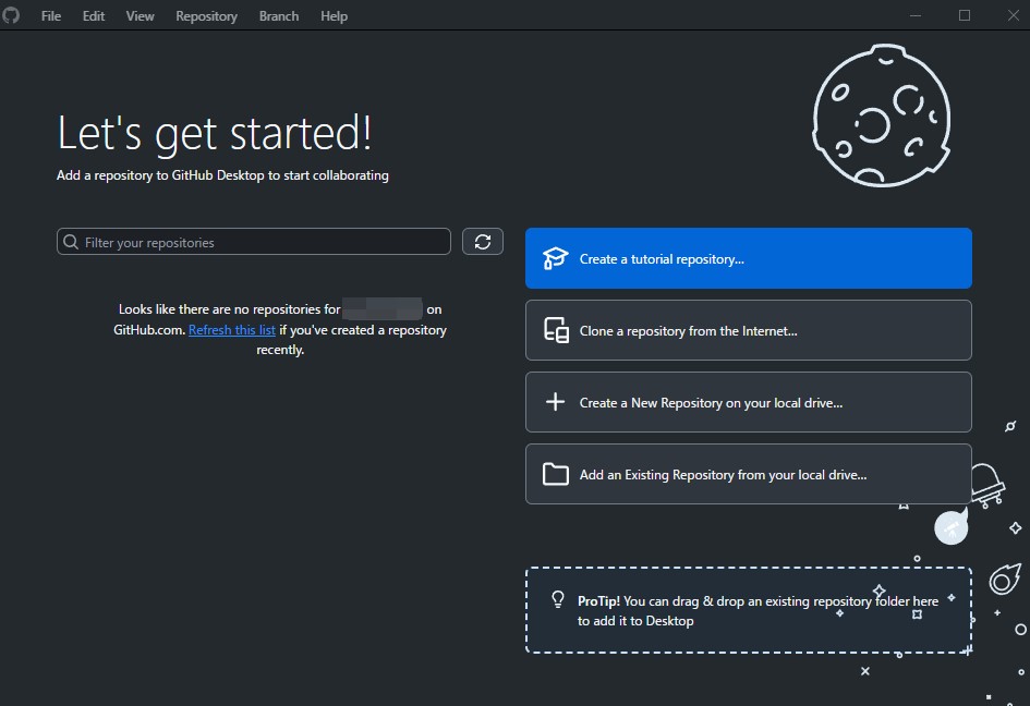 GitHub Desktop started