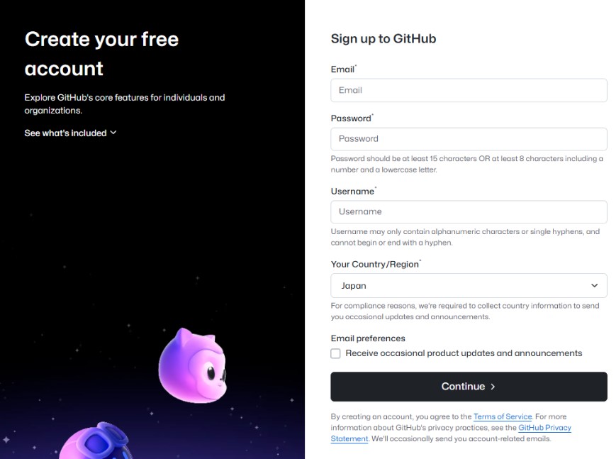GitHub new account